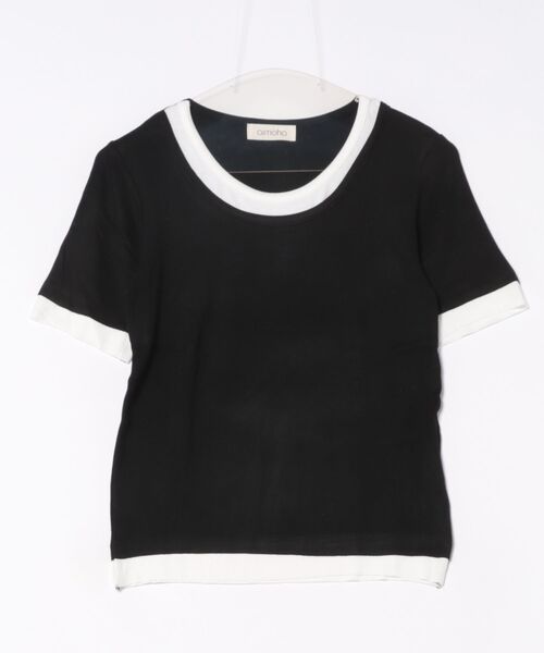 aimoha(アイモハ)の「リブ配色Tシャツ (SS)(Tシャツ/カットソー・レディース・グレー/ライトベージュ/ホワイト/ブラック/ダークグレー・MEDIUM/LARGE)」の19枚目の写真