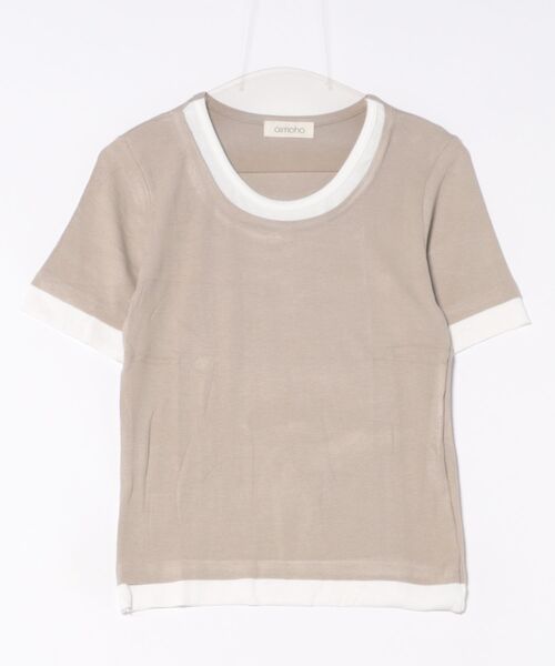 aimoha(アイモハ)の「リブ配色Tシャツ (SS)(Tシャツ/カットソー・レディース・グレー/ライトベージュ/ホワイト/ブラック/ダークグレー・MEDIUM/LARGE)」の20枚目の写真