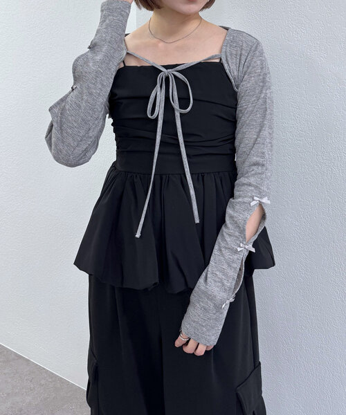 mline(エムライン)の「【新色追加!BEI/BLU】バルーンビスチェ(シャツ/ブラウス・レディース・オフホワイト/ブラック/ベージュ/ブルー・FREE)」の10枚目の写真