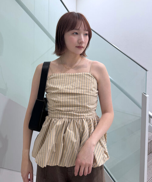 mline(エムライン)の「【新色追加!BEI/BLU】バルーンビスチェ(シャツ/ブラウス・レディース・オフホワイト/ブラック/ベージュ/ブルー・FREE)」の15枚目の写真