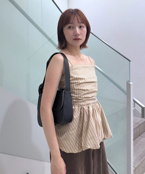 mline(エムライン)の「【新色追加!BEI/BLU】バルーンビスチェ(シャツ/ブラウス・レディース・オフホワイト/ブラック/ベージュ/ブルー・FREE)」の16枚目の写真