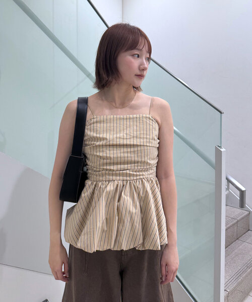 mline(エムライン)の「【新色追加!BEI/BLU】バルーンビスチェ(シャツ/ブラウス・レディース・オフホワイト/ブラック/ベージュ/ブルー・FREE)」の17枚目の写真