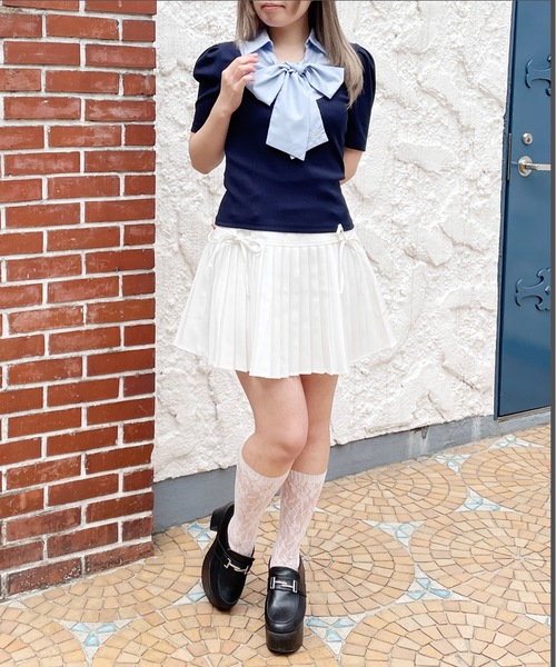abc une face(アーベーセーアンフェイス)の「ボウタイブラウスレイヤードトップス(Tシャツ/カットソー・レディース・グレー/ネイビー系/ダークグレー/ピンク・FREE)」の21枚目の写真