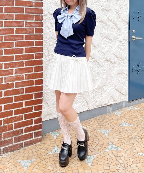 abc une face(アーベーセーアンフェイス)の「ボウタイブラウスレイヤードトップス(Tシャツ/カットソー・レディース・グレー/ネイビー系/ダークグレー/ピンク・FREE)」の22枚目の写真