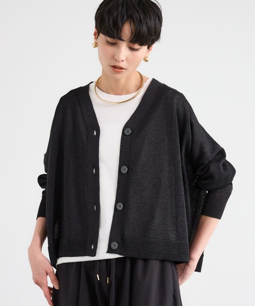 BARNYARDSTORM（バンヤードストーム）の「BARNYARDSTORM / リネンコンライトカーディガン（カーディガン/ボレロ・レディース・ベージュ/ブラック・FREE）」の2枚目の写真