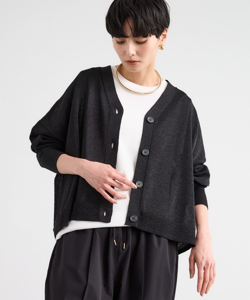 BARNYARDSTORM（バンヤードストーム）の「BARNYARDSTORM / リネンコンライトカーディガン（カーディガン/ボレロ・レディース・ベージュ/ブラック・FREE）」の9枚目の写真