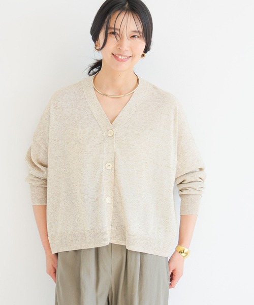 BARNYARDSTORM（バンヤードストーム）の「BARNYARDSTORM / リネンコンライトカーディガン（カーディガン/ボレロ・レディース・ベージュ/ブラック・FREE）」の4枚目の写真