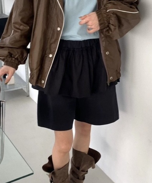 Vipoa(ヴィポア)の「フェイクツーピースハーフパンツ(その他パンツ・レディース・カーキ/ブラック/ホワイト・FREE)」の2枚目の写真