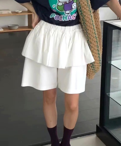 Vipoa(ヴィポア)の「フェイクツーピースハーフパンツ(その他パンツ・レディース・カーキ/ブラック/ホワイト・FREE)」の4枚目の写真