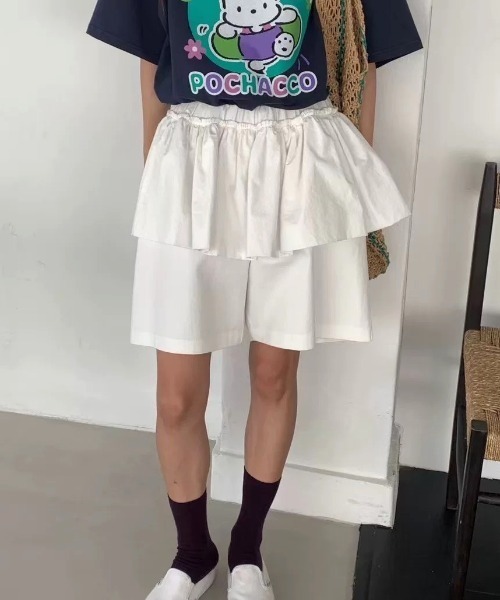 Vipoa(ヴィポア)の「フェイクツーピースハーフパンツ(その他パンツ・レディース・カーキ/ブラック/ホワイト・FREE)」の5枚目の写真