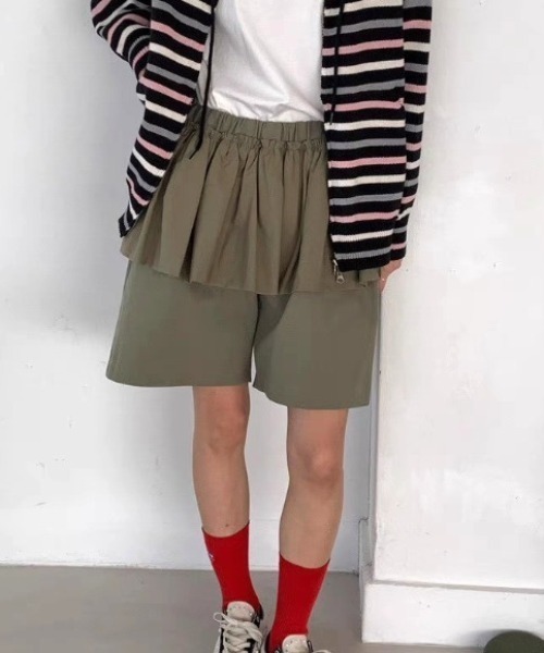 Vipoa(ヴィポア)の「フェイクツーピースハーフパンツ(その他パンツ・レディース・カーキ/ブラック/ホワイト・FREE)」の14枚目の写真