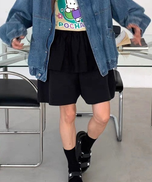 Vipoa(ヴィポア)の「フェイクツーピースハーフパンツ(その他パンツ・レディース・カーキ/ブラック/ホワイト・FREE)」の10枚目の写真