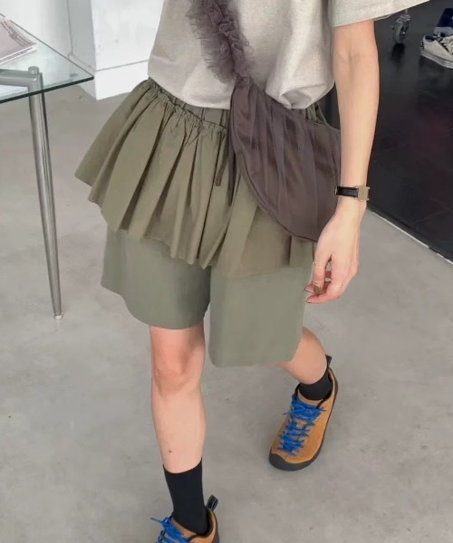 Vipoa(ヴィポア)の「フェイクツーピースハーフパンツ(その他パンツ・レディース・カーキ/ブラック/ホワイト・FREE)」の20枚目の写真