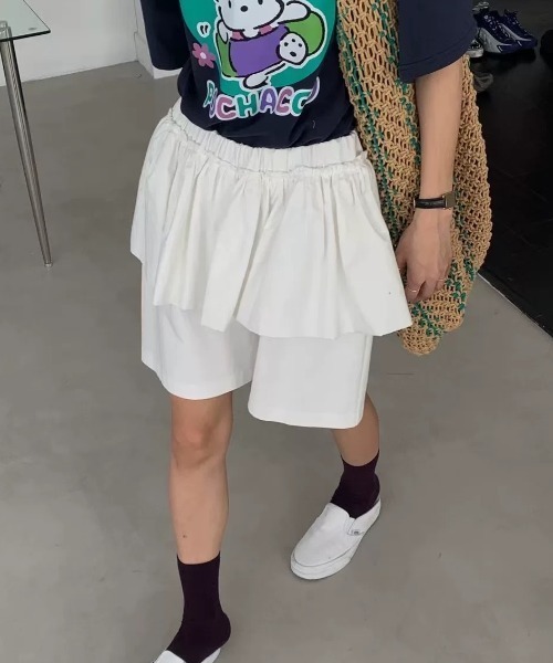 Vipoa(ヴィポア)の「フェイクツーピースハーフパンツ(その他パンツ・レディース・カーキ/ブラック/ホワイト・FREE)」の15枚目の写真