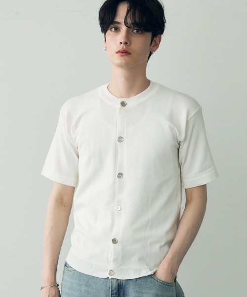 Shoowtime(ショウタイム)の「button-down summer knit tops / ボタンダウンサマーニットトップス(Tシャツ/カットソー・メンズ・ダークグレー/ホワイト/ブラック・X-LARGE/LARGE/MEDIUM)」の12枚目の写真