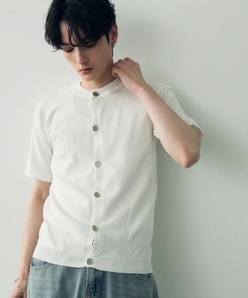 Shoowtime(ショウタイム)の「button-down summer knit tops / ボタンダウンサマーニットトップス(Tシャツ/カットソー・メンズ・ダークグレー/ホワイト/ブラック・X-LARGE/LARGE/MEDIUM)」の13枚目の写真