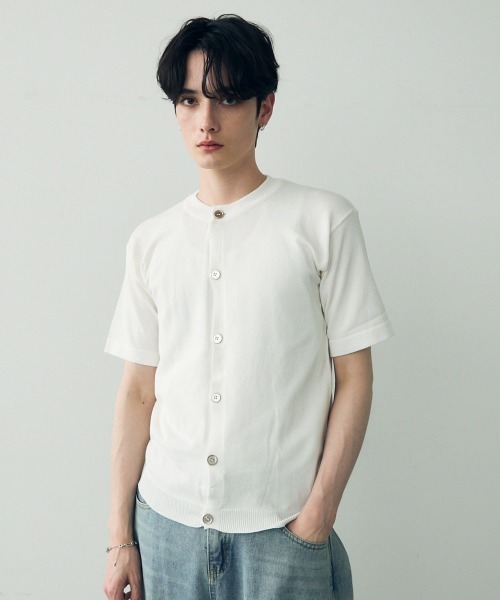 Shoowtime(ショウタイム)の「button-down summer knit tops / ボタンダウンサマーニットトップス(Tシャツ/カットソー・メンズ・ダークグレー/ホワイト/ブラック・X-LARGE/LARGE/MEDIUM)」の15枚目の写真