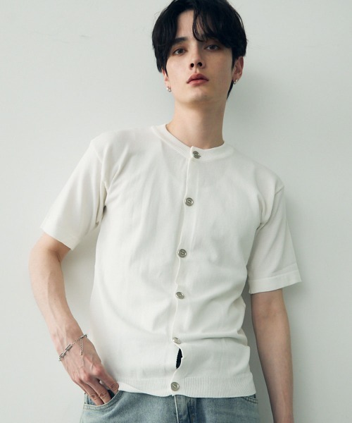 Shoowtime(ショウタイム)の「button-down summer knit tops / ボタンダウンサマーニットトップス(Tシャツ/カットソー・メンズ・ダークグレー/ホワイト/ブラック・X-LARGE/LARGE/MEDIUM)」の16枚目の写真