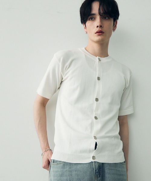 Shoowtime(ショウタイム)の「button-down summer knit tops / ボタンダウンサマーニットトップス(Tシャツ/カットソー・メンズ・ダークグレー/ホワイト/ブラック・X-LARGE/LARGE/MEDIUM)」の17枚目の写真