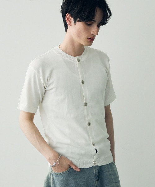 Shoowtime(ショウタイム)の「button-down summer knit tops / ボタンダウンサマーニットトップス(Tシャツ/カットソー・メンズ・ダークグレー/ホワイト/ブラック・X-LARGE/LARGE/MEDIUM)」の18枚目の写真