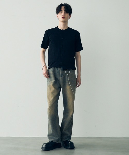 セール】button-down summer knit tops / ボタンダウンサマー