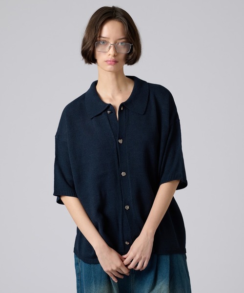 SILVER BUTTON KNIT SHIRT / シルバーボタンニットシャツ（シャツ