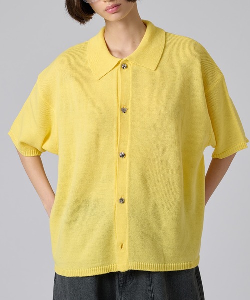 ONCILY（オンシェリー）の「SILVER BUTTON KNIT SHIRT / シルバーボタンニットシャツ（シャツ/ブラウス・メンズ・ブルー/アイボリー/ブラック/ネイビー/イエロー・SMALL/MEDIUM/LARGE）」の12枚目の写真