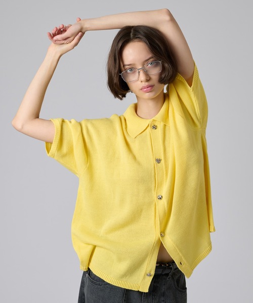 ONCILY（オンシェリー）の「SILVER BUTTON KNIT SHIRT / シルバーボタンニットシャツ（シャツ/ブラウス・メンズ・ブルー/アイボリー/ブラック/ネイビー/イエロー・SMALL/MEDIUM/LARGE）」の10枚目の写真