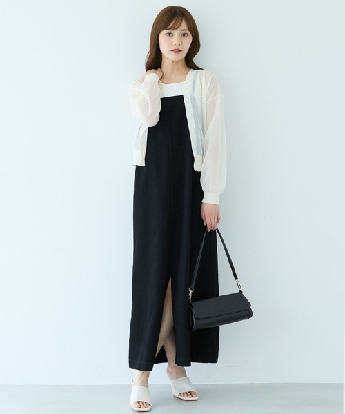 Andemiu（アンデミュウ）の「シアーVネックカーディガン494362（カーディガン/ボレロ・レディース・オフホワイト/ブラック/モカ・FREE）」の8枚目の写真