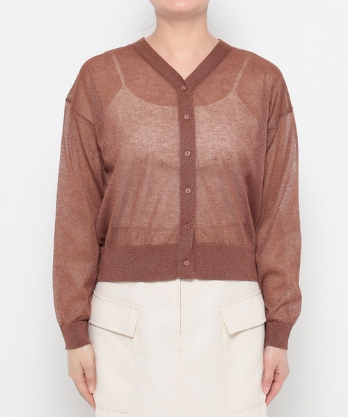 Andemiu（アンデミュウ）の「シアーVネックカーディガン494362（カーディガン/ボレロ・レディース・オフホワイト/ブラック/モカ・FREE）」の20枚目の写真