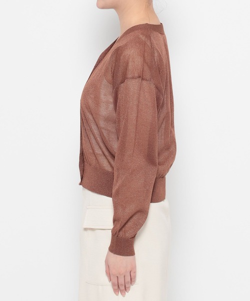 Andemiu（アンデミュウ）の「シアーVネックカーディガン494362（カーディガン/ボレロ・レディース・オフホワイト/ブラック/モカ・FREE）」の19枚目の写真