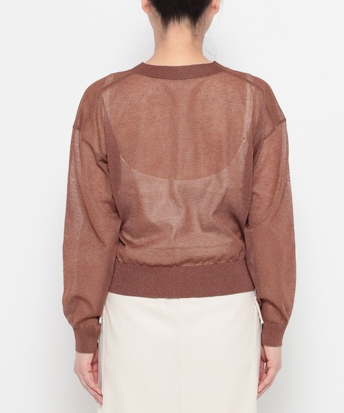 Andemiu（アンデミュウ）の「シアーVネックカーディガン494362（カーディガン/ボレロ・レディース・オフホワイト/ブラック/モカ・FREE）」の18枚目の写真