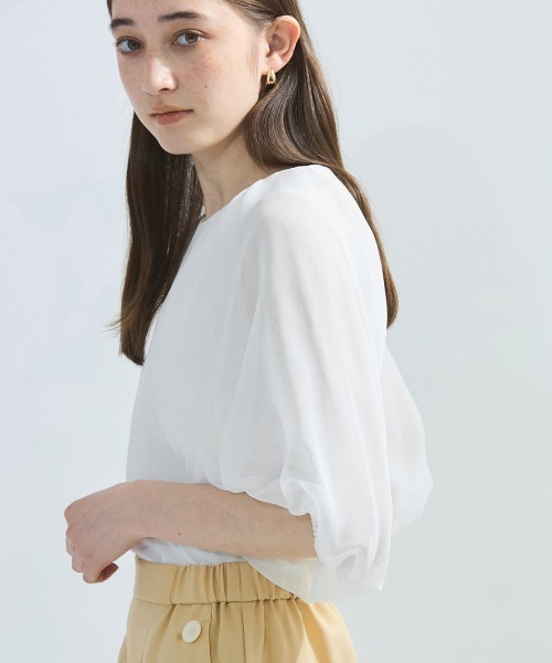 ketty(ケティ)の「【接触冷感】シフォンスリーブブラウス≪洗濯機で洗える≫(シャツ/ブラウス・レディース・ブラック/ホワイト・M)」の6枚目の写真