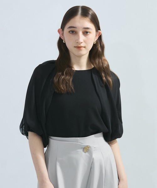 ketty(ケティ)の「【接触冷感】シフォンスリーブブラウス≪洗濯機で洗える≫(シャツ/ブラウス・レディース・ブラック/ホワイト・M)」の16枚目の写真