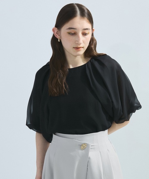 ketty(ケティ)の「【接触冷感】シフォンスリーブブラウス≪洗濯機で洗える≫(シャツ/ブラウス・レディース・ブラック/ホワイト・M)」の15枚目の写真