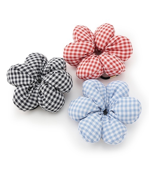 petit main（プティマイン）の「フラワーシュシュ（シュシュ・キッズ・レッド/ブラック/サックスブルー・F）」の9枚目の写真