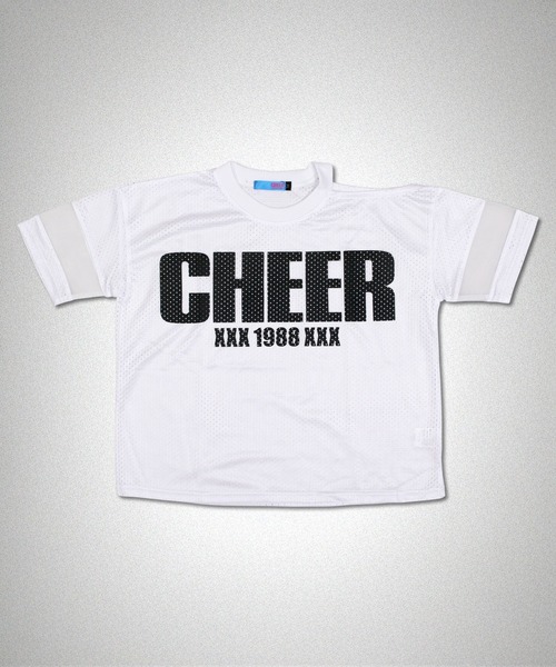 CHEER(チアー)の「袖チュール切り替え肩あきメッシュトップス(Tシャツ/カットソー・レディース・ホワイト/ブラック・M/S)」の2枚目の写真
