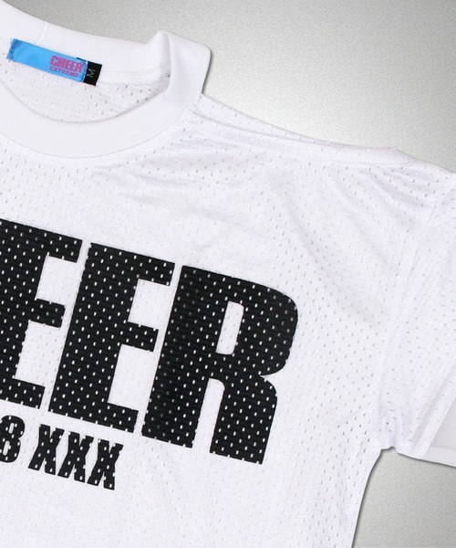 CHEER(チアー)の「袖チュール切り替え肩あきメッシュトップス(Tシャツ/カットソー・レディース・ホワイト/ブラック・M/S)」の11枚目の写真