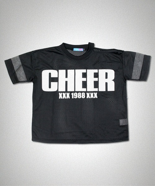 CHEER(チアー)の「袖チュール切り替え肩あきメッシュトップス(Tシャツ/カットソー・レディース・ホワイト/ブラック・M/S)」の6枚目の写真