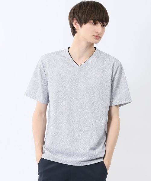 NOTA BENE（ノータベネ）の「【ウォッシャブル】ノータベネ/NOTABENE メッシュドビー Vネック半袖Tシャツ（Tシャツ/カットソー・メンズ・ブルー/グレー系その他2/ネイビー・MEDIUM/X-LARGE/LARGE）」の3枚目の写真