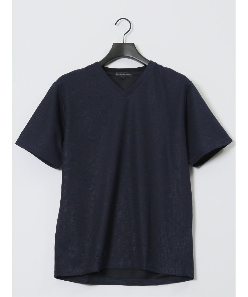 NOTA BENE（ノータベネ）の「【ウォッシャブル】ノータベネ/NOTABENE メッシュドビー Vネック半袖Tシャツ（Tシャツ/カットソー・メンズ・ブルー/グレー系その他2/ネイビー・MEDIUM/X-LARGE/LARGE）」の22枚目の写真