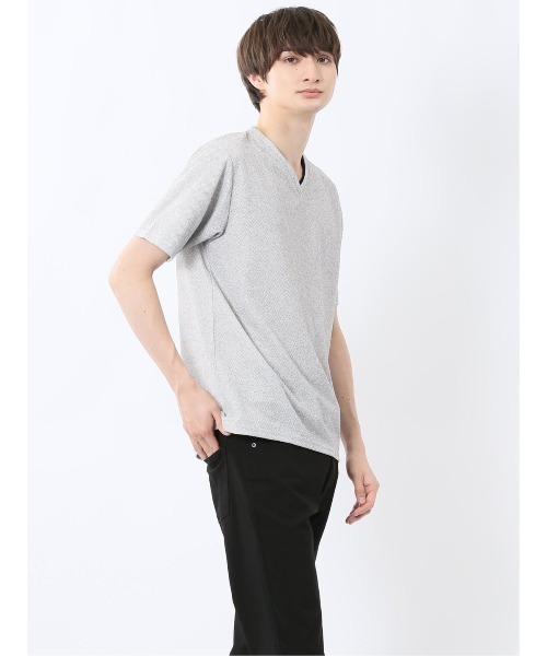 NOTA BENE（ノータベネ）の「【ウォッシャブル】ノータベネ/NOTABENE メッシュドビー Vネック半袖Tシャツ（Tシャツ/カットソー・メンズ・ブルー/グレー系その他2/ネイビー・MEDIUM/X-LARGE/LARGE）」の5枚目の写真