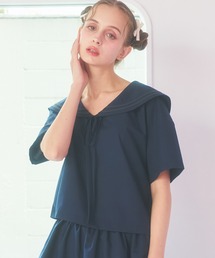 Poika（ポイカ）の「刺繍セーラートップス（Tシャツ/カットソー）」