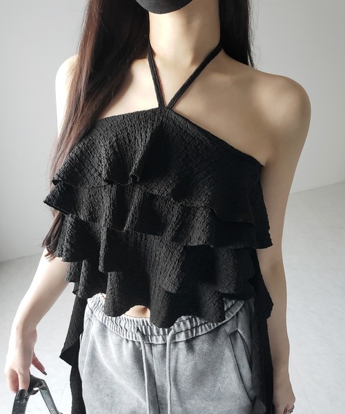 searoomlynn FRILLコンビKNITビスチェトップス　ブラック searoomlynn FRILLコンビKNITビスチェトップス ブラック Mix