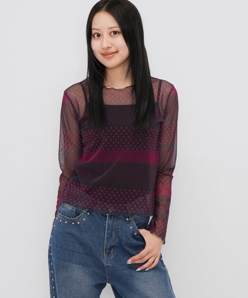 新品★クーラクール★ロンT★トップス★カットソー★レギンス★95★まとめ売り セール】【zozo限定】ランダム ミックス ドット シアー ロング