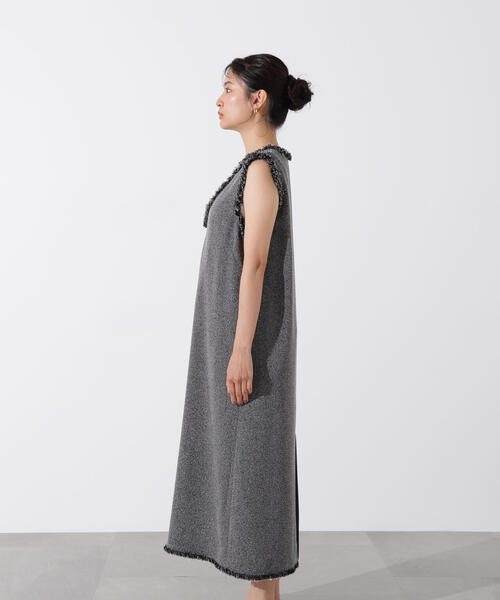 N.（N. Natural Beauty Basic）（エヌエヌナチュラルビューティーベーシック）の「ライトツイーディーナローワンピース（ワンピース・レディース・イエロー/ブラック・MEDIUM）」の6枚目の写真