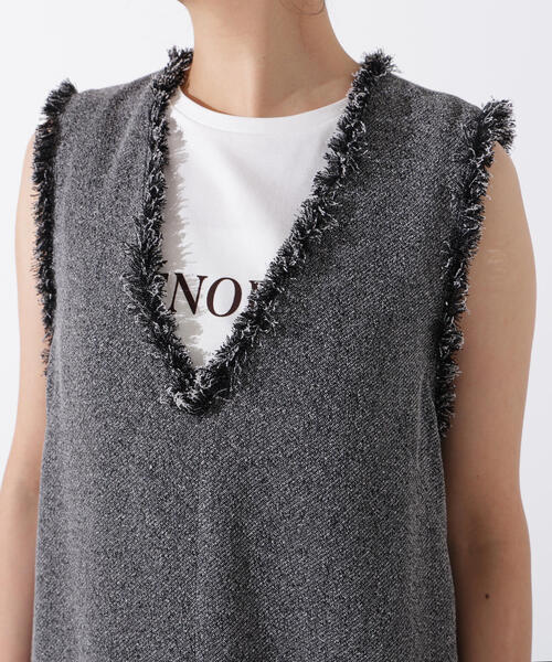 N.（N. Natural Beauty Basic）（エヌエヌナチュラルビューティーベーシック）の「ライトツイーディーナローワンピース（ワンピース・レディース・イエロー/ブラック・MEDIUM）」の8枚目の写真