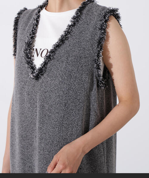 N.（N. Natural Beauty Basic）（エヌエヌナチュラルビューティーベーシック）の「ライトツイーディーナローワンピース（ワンピース・レディース・イエロー/ブラック・MEDIUM）」の9枚目の写真