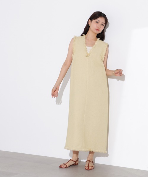 N.（N. Natural Beauty Basic）（エヌエヌナチュラルビューティーベーシック）の「ライトツイーディーナローワンピース（ワンピース・レディース・イエロー/ブラック・MEDIUM）」の15枚目の写真