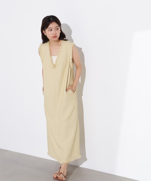 N.（N. Natural Beauty Basic）（エヌエヌナチュラルビューティーベーシック）の「ライトツイーディーナローワンピース（ワンピース・レディース・イエロー/ブラック・MEDIUM）」の16枚目の写真